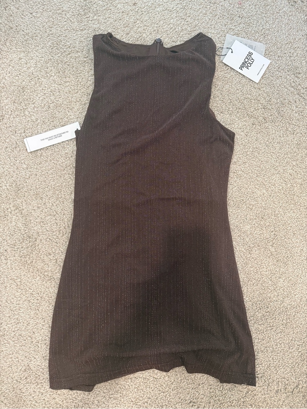Sleeveless Brown Shimmer Sheath Dress